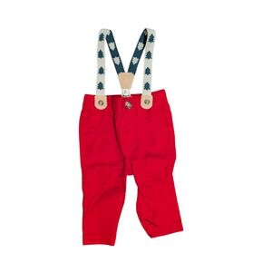 Newborn Christmas Overalls with Tree Print‎ Suspenders